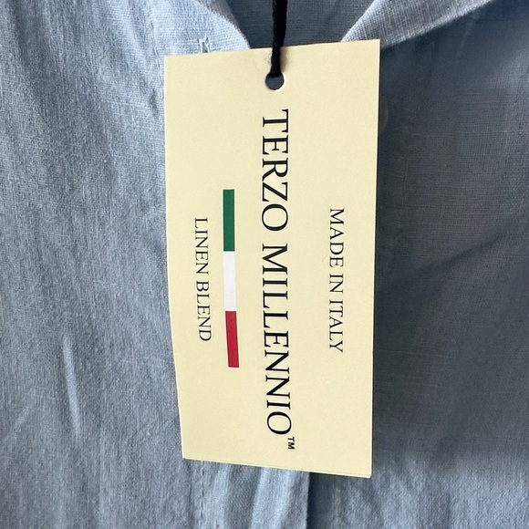 Light Blue Button-Front Ruffle-Hem Mini Dress - Picture 3 of 9